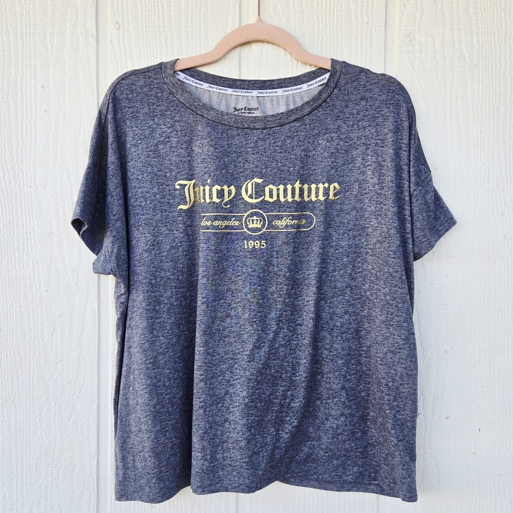 Juicy Couture Los Angeles California 1995 Metallic Gold Graphic Short Sleeve XL